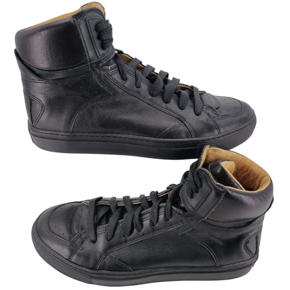 MM6 Maison Margiela Black Nappa Calfskin High Top Sneakers Mens 7 Casual Shoes - Picture 3 of 10